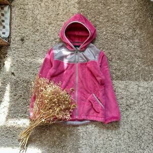 The North Face Pink Fleece Zip Hoodie Jacket Girls Size L